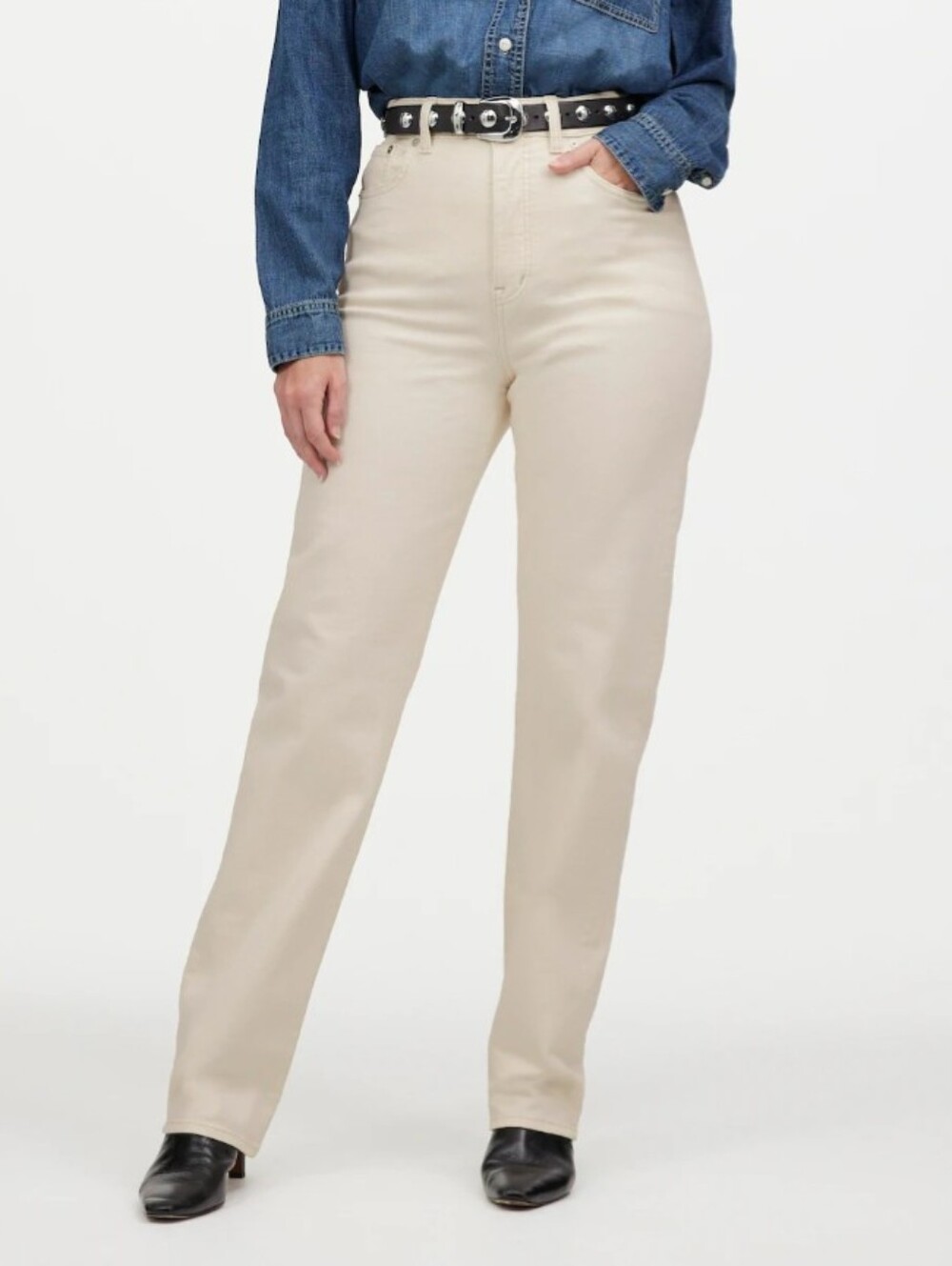 NEW Madewell Curvy 90s Straight Jeans Womens 32 Ecru Stretch High Rise NWT READ